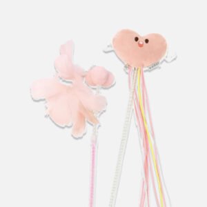 Angel Heart and Feather Ribbon Cat Wand Toys