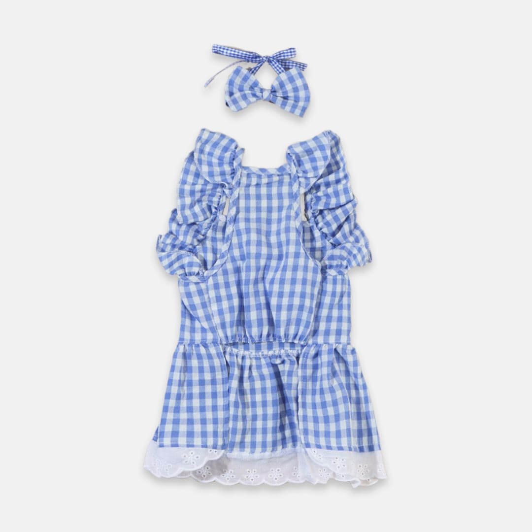 Checkers Cat Dress & Bow Set