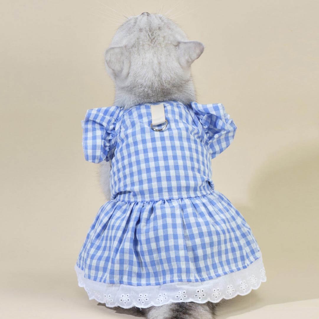 Checkers Cat Dress & Bow Set - Image 3