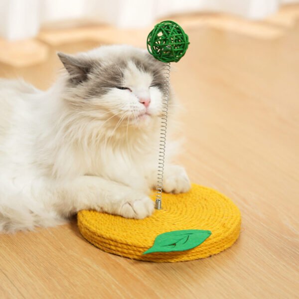 Lemon Sisal Scratcher with Rattan Spring Ball - Image 6