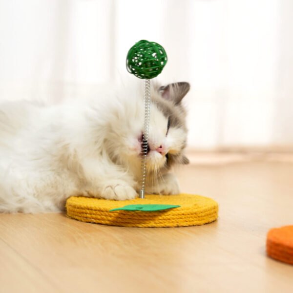 Lemon Sisal Scratcher with Rattan Spring Ball - Image 2