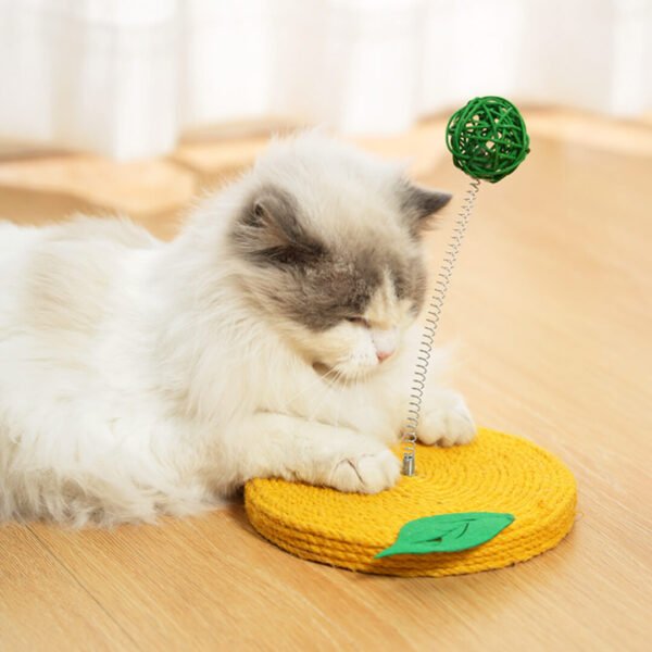 Lemon Sisal Scratcher with Rattan Spring Ball - Image 3