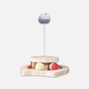 Penguin Spring Ball Cat Toy with Rolling Balls